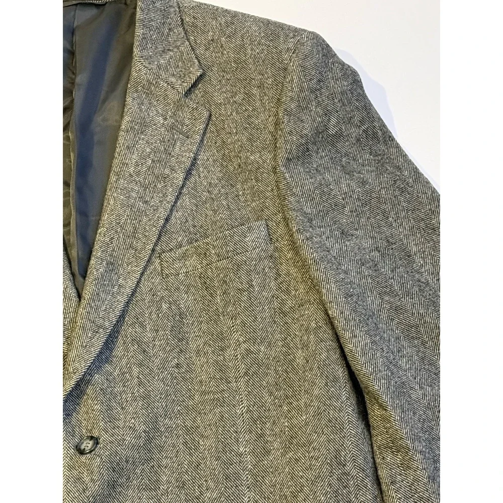 Bert Pulitzer‎ 46L Gray Herringbone Wool Blazer Sport Coat Mens Long